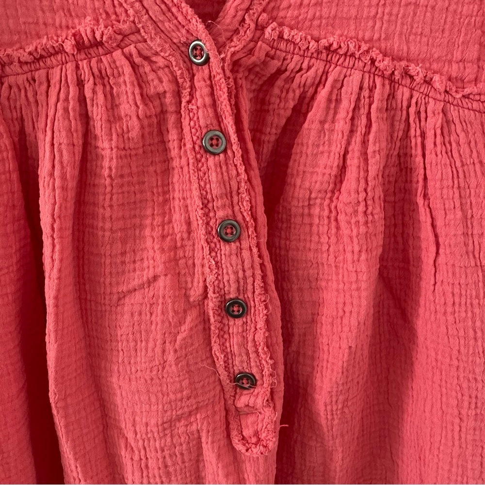 We the Free Horizons Double Cross Cotton Gauze Top Coral Paradise Size Medium - Picture 3 of 9